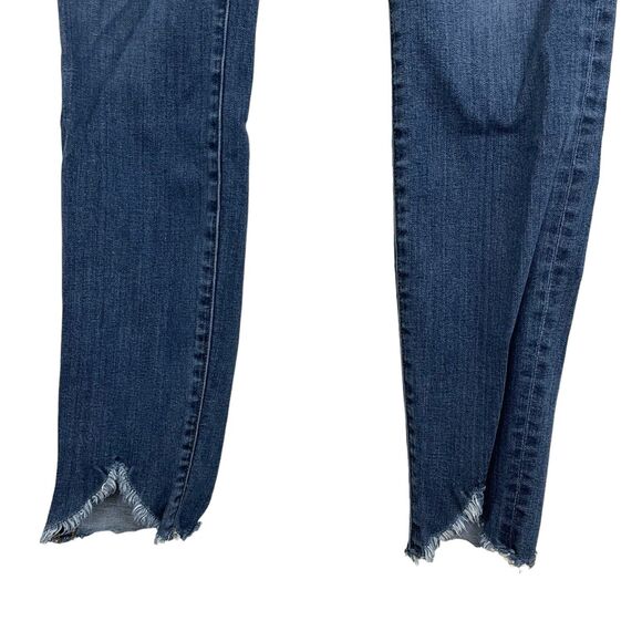 FRAME Denim Le Skinny de Jeanne Crop Jeans Womens Sz 27 Blue Distressed Hem - Picture 2 of 6